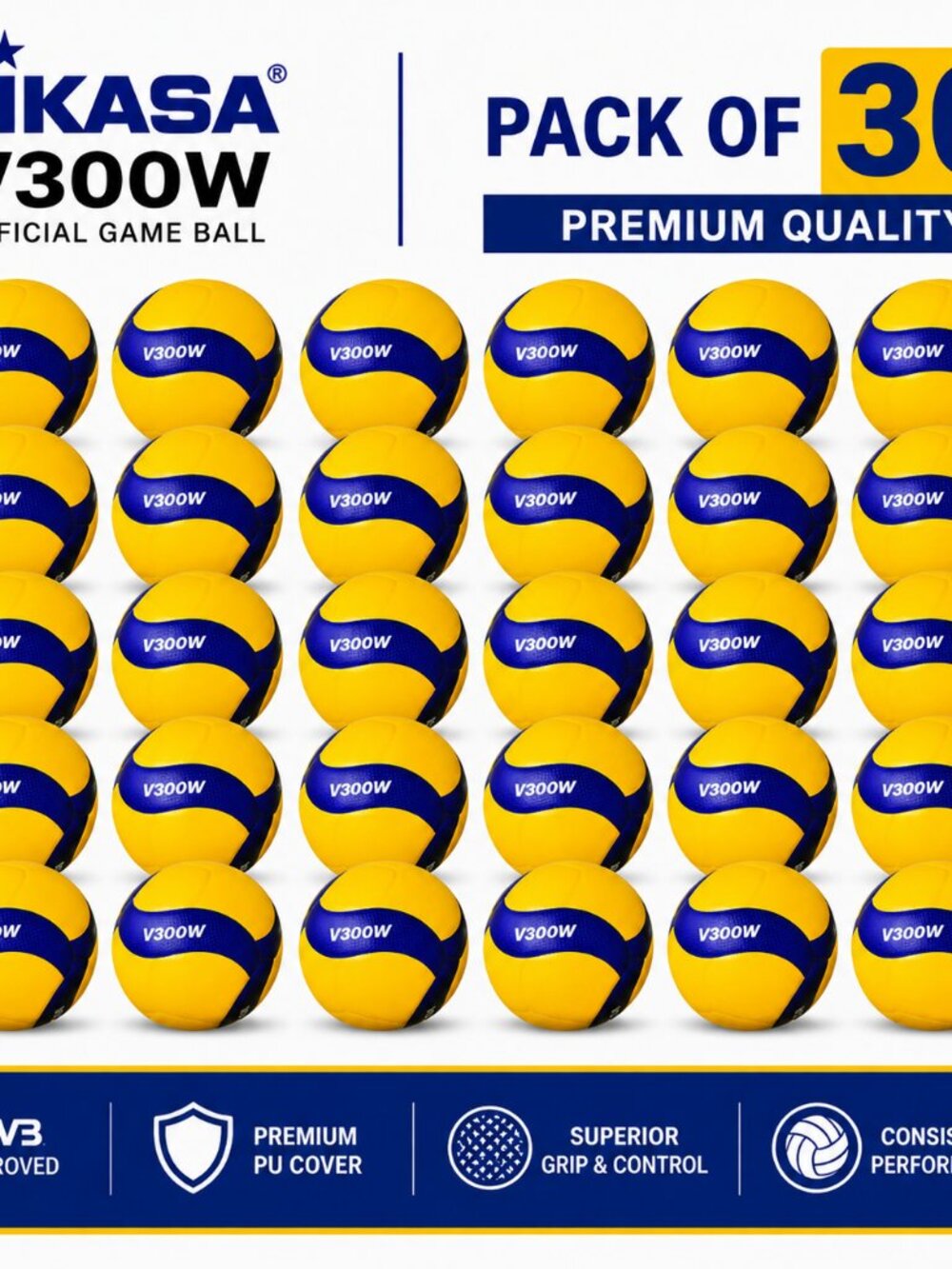 Mikasa V300W Volleyball Ball Professional Volleyball Ball Size  (pack of 30)